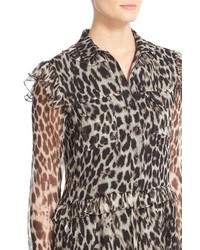 Burberry Isaline Leopard Print Silk Dress
