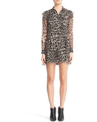 Burberry Isaline Leopard Print Silk Dress