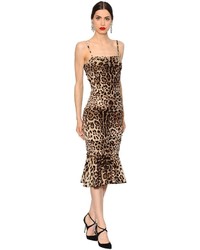 Dolce & Gabbana Leopard Ruched Stretch Silk Cady Dress