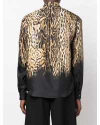 Roberto Cavalli Leopard Print Silk Shirt