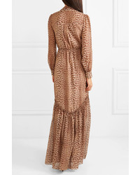 Rachel Zoe Verushka Leopard Print Silk Chiffon Maxi Dress