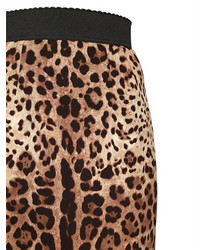 Dolce & Gabbana Leopard Stretch Silk Cady Pencil Skirt