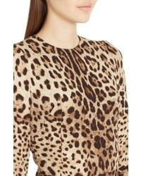 Dolce & Gabbana Dolcegabbana Leopard Print Stretch Silk Sheath Dress