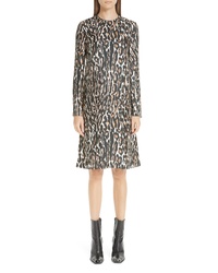 Tan Leopard Silk Shift Dress