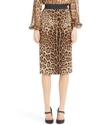 Tan Leopard Silk Skirt