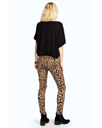 Boohoo Jess Mid Rise Leopard Skinny Jeans