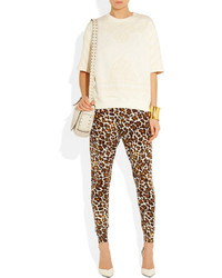 Stella McCartney Leopard Print Fine Knit Wool Pants