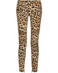 Balmain Leopard Print Mid Rise Skinny Jeans