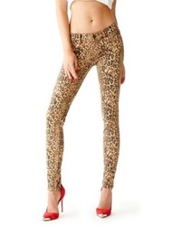 GUESS Ultra Low Rise Curvy Jeans With Drew Leopard Print