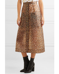 Christopher Kane Leopard Print Rubberized Midi Skirt Leopard Print