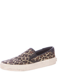 Saint Laurent Leopard Print Slip On Sneakers