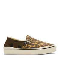 R13 Multicolor Cheetah Camo Slip On Sneakers