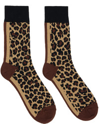 Sacai Brown Leopard Socks