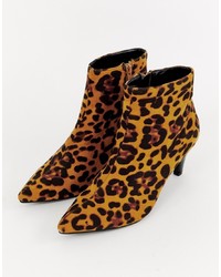 LOST INK Jolie Leopard Print Kitten Heel Boots