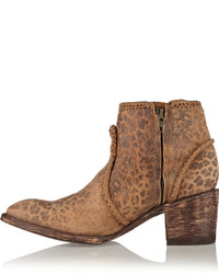 Mexicana Adela Leopard Print Washed Suede Ankle Boots