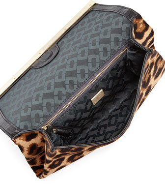 Diane von Furstenberg Brown Leopard Print Calfhair Lytton Minaudiere Clutch  - ShopStyle