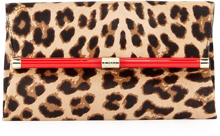 Diane von Furstenberg Brown Leopard Print Calfhair Lytton Minaudiere Clutch  - ShopStyle