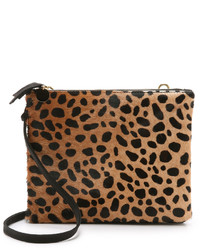 Tan Leopard Suede Crossbody Bag