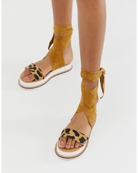 River Island Suede Sandals With S In Tan