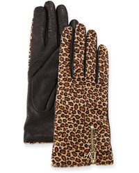 Diane von Furstenberg Leopard Print Calf Hairleather Gloves