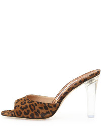 Manolo Blahnik Astuta Suede Clear Heel Slide Sandal Leopard