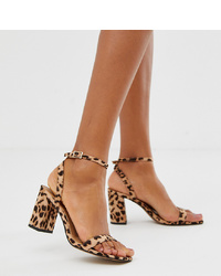 ASOS DESIGN Hong Kong Barely There Block Heeled Sandals In Leopard