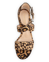 Gianvito Rossi Leopard Print Calf Hair Low Heel Sandal