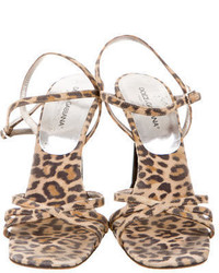 Dolce & Gabbana Suede Leopard Print Sandals