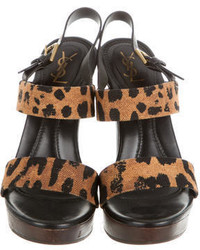 Saint Laurent Yves Leopard Print Sandals