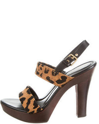 Saint Laurent Yves Leopard Print Sandals