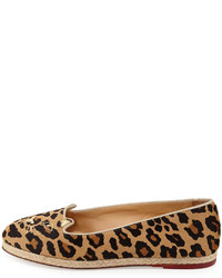 Charlotte Olympia Capri Cats Leopard Printed Pony Flat