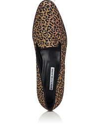 Manolo Blahnik Dipla Leopard Brocade Loafers