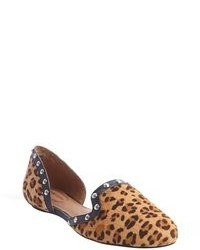 Corso Como Leopard Faux Suede Embossed Leather Studded Detail Slip On Loafers