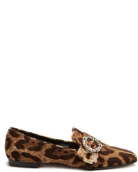 Dolce & Gabbana Leopard Print Velvet Loafers