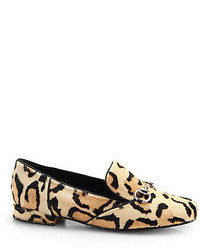 Gucci Lillian Leopard Print Calf Hair Loafers
