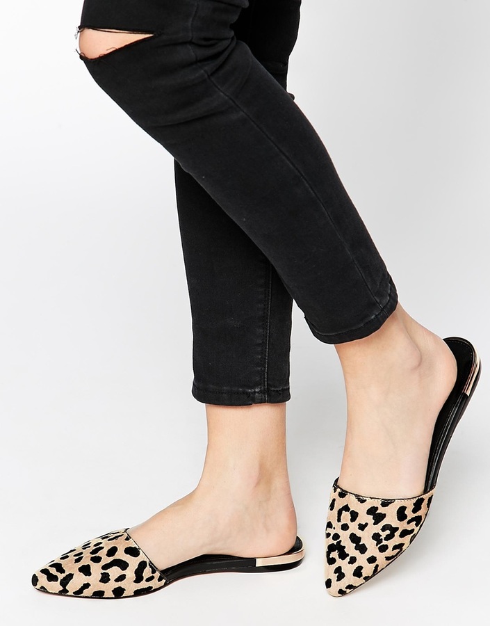 Aldo Luma Leopard Pointed Flat Mule Shoes, $65 | Asos | Lookastic