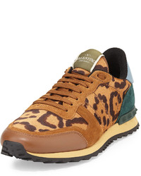 Tan Leopard Suede Low Top Sneakers