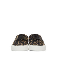 Saint Laurent Black And Brown Leopard Venice Sneakers