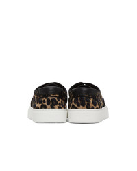 Saint Laurent Black And Brown Leopard Venice Sneakers