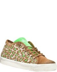 Leather Crown Leopard Print Trainer