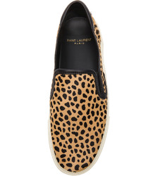 Saint Laurent Skate Calf Hair Slip On Sneakers In Leopard Print