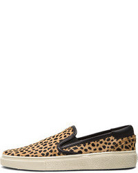 Saint Laurent Skate Calf Hair Slip On Sneakers In Leopard Print