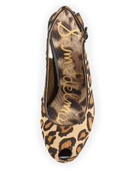 Sam Edelman Evelyn Calf Hair Peep Toe Pumps Leopard