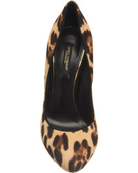 Dolce & Gabbana Leopard Calf Hair Chunky Heel Pump