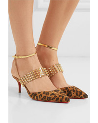 Christian Louboutin Levita 55 Spiked Pvc Mirrored Leather And Leopard Print Suede Pumps