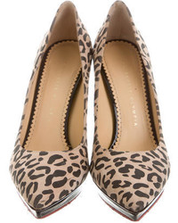 Charlotte Olympia Suede Printed Pumps