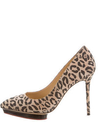 Charlotte Olympia Suede Printed Pumps