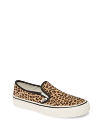 Tan Leopard Suede Slip-on Sneakers