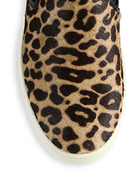 Christian Louboutin Master Key Leopard Print Calf Hair Leather Slip On Sneakers
