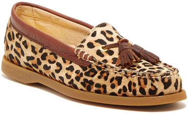 sperry leopard loafers